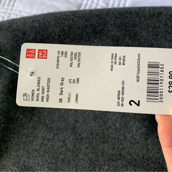 Wool blended high waisted mini skirt / dark gray / Uniqlo NWT - Picture 7 of 7